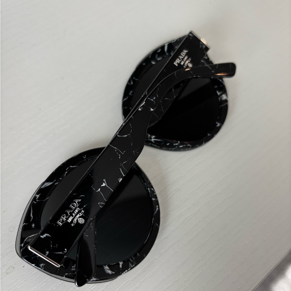 Prada Black and White Marble PR01YS Oval Sunglasses